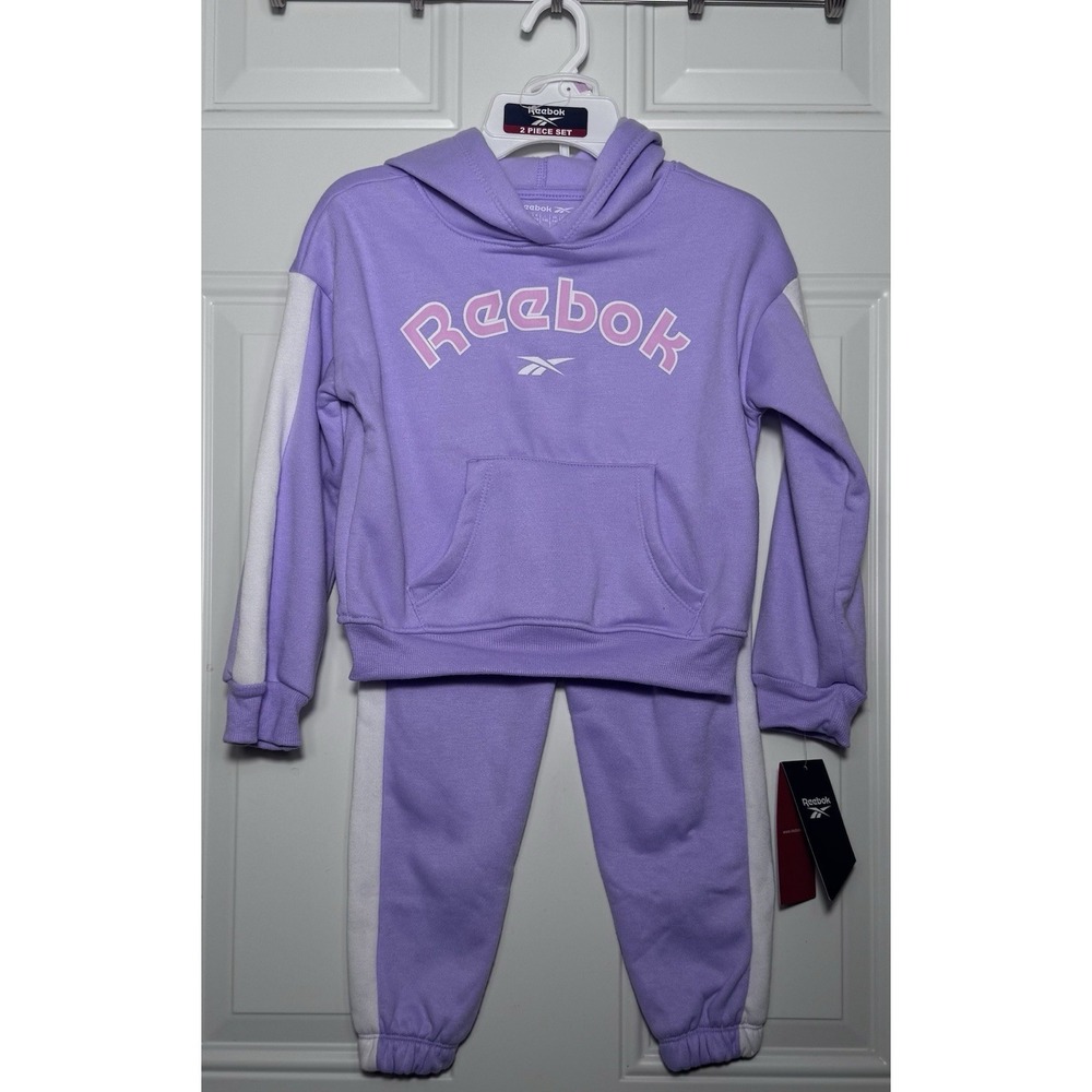 Reebok Kids Lavender Fleece Hoodie Jog Set 2pc Size 6 NWT